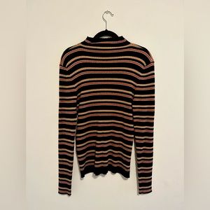 Women’s 2X faux turtleneck striped long sleeve shirt